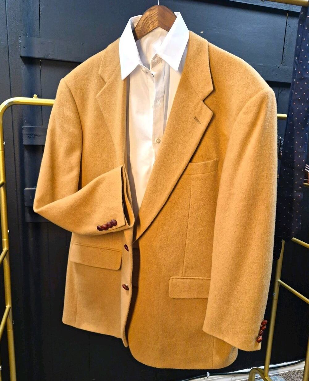 Vintage Union Made Evan-Picone Camel Hair Tan Single-Breasted 2-Button Blazer42R